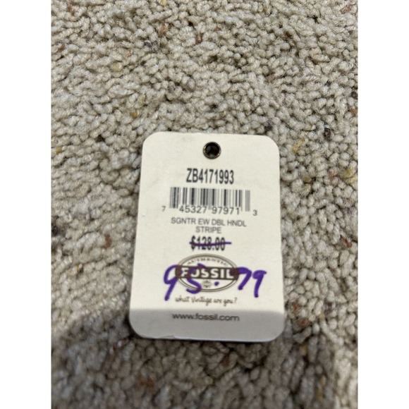 FOSSIL HANDBAG Signature Jacquard & Leather Purse Hand Bag Stripe C24 - Picture 7 of 16